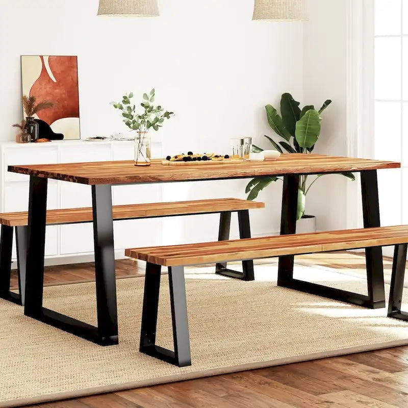 Table à manger bord vif 78,7x35,4x29,5 Bois massif Acacia