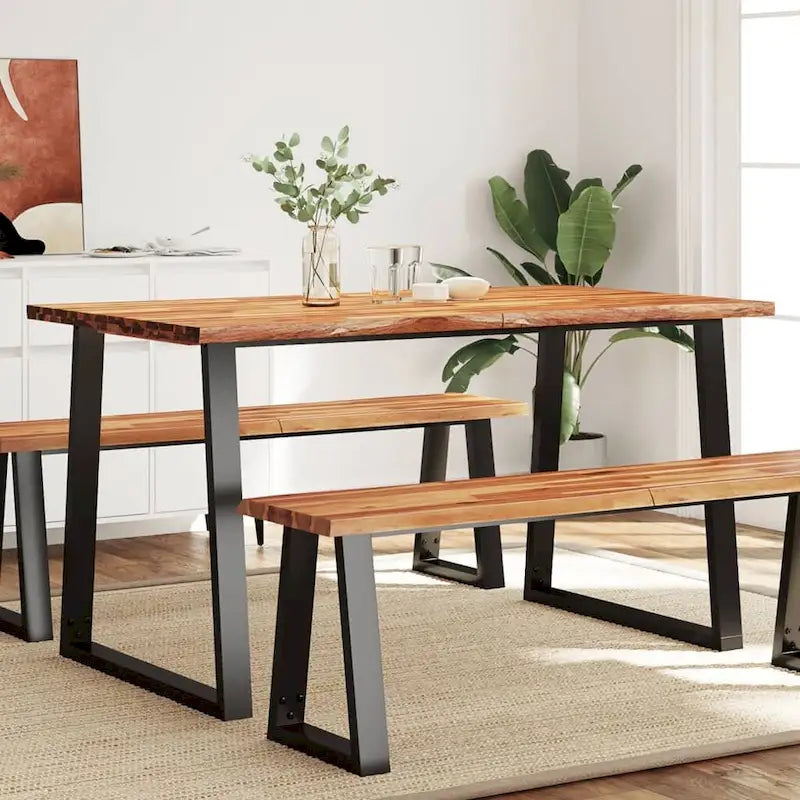Table à manger bord vif 78,7x35,4x29,5 Bois massif Acacia