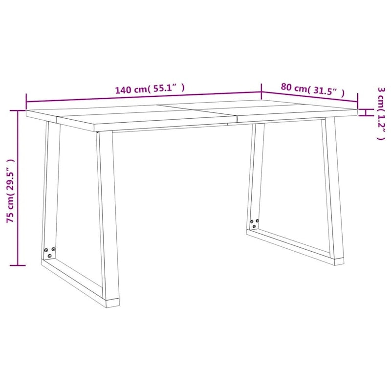 Table à manger bord vif 78,7x35,4x29,5 Bois massif Acacia
