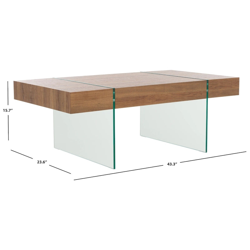 Table basse rectangulaire pieds en verre