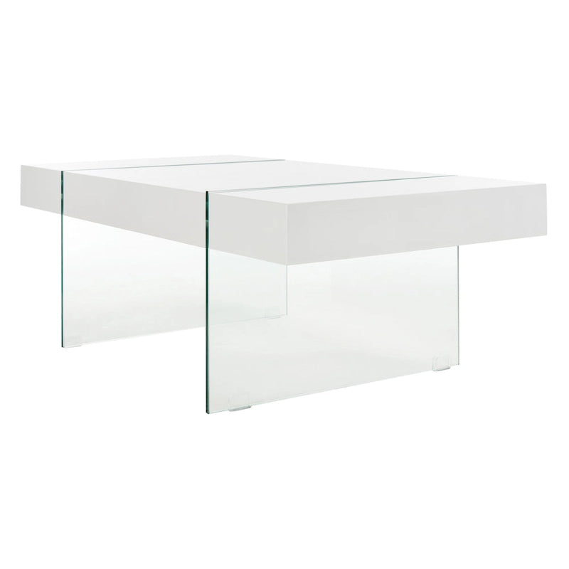 Table basse rectangulaire pieds en verre