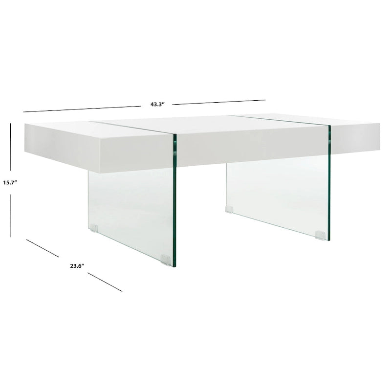 Table basse rectangulaire pieds en verre
