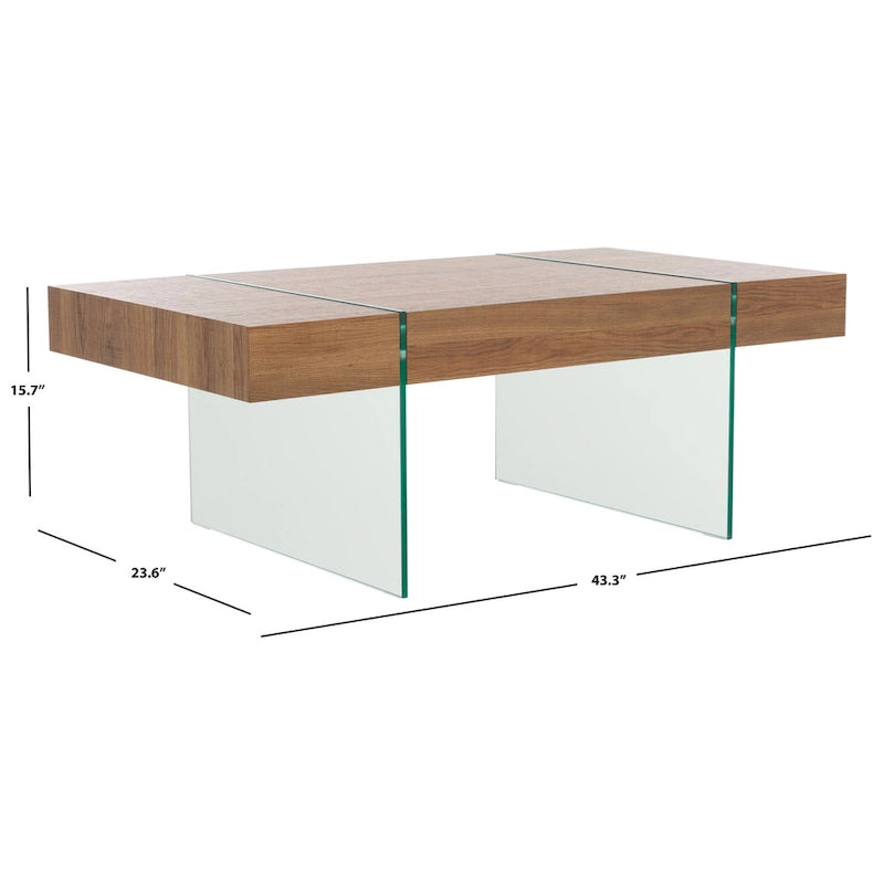 Table basse rectangulaire pieds en verre