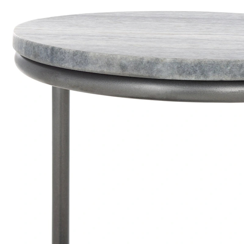 Table d'appoint ronde à 2 niveaux en marbre (entièrement assemblée) - 13 po L x 12 po P x 24 po H - 13Lx12Px24H