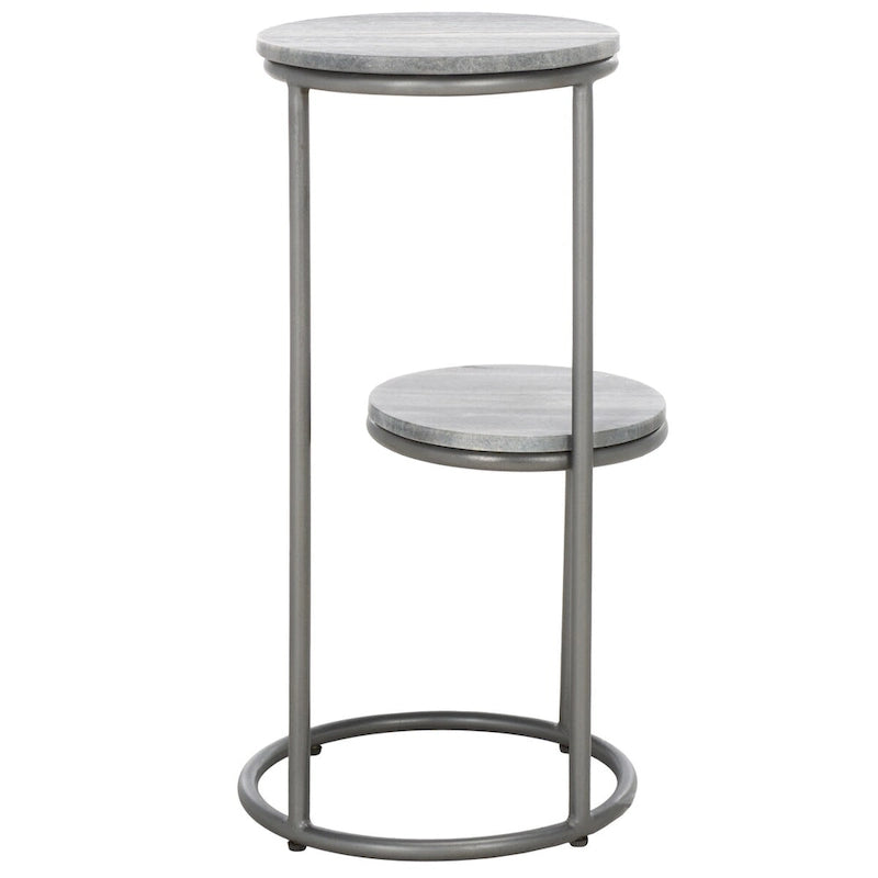 Table d'appoint ronde à 2 niveaux en marbre (entièrement assemblée) - 13 po L x 12 po P x 24 po H - 13Lx12Px24H