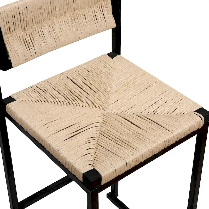 Lot de 2 chaises de salle à manger tressées en corde Papetr, tabourets de bar avec repose-pieds