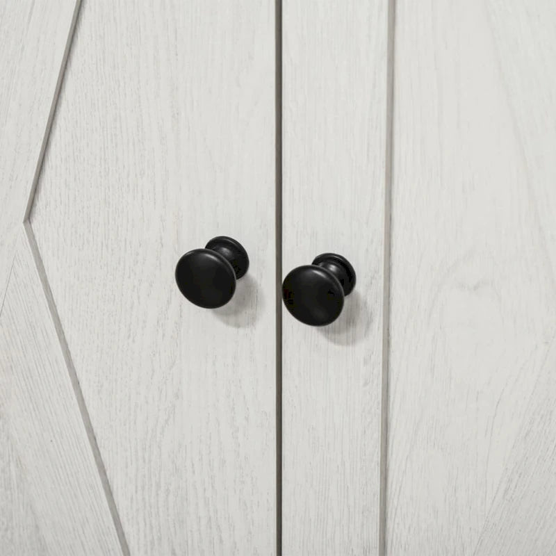 Meuble d'appoint de style ferme avec portes de grange, buffet de cuisine avec double portes, tiroir, blanc