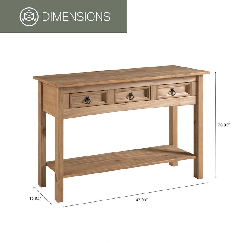 Table d'entrée / Console en bois à 3 tiroirs (Marron)