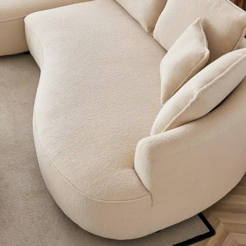 122.8 Canapé courbé nuage en tissu Teddy moderne