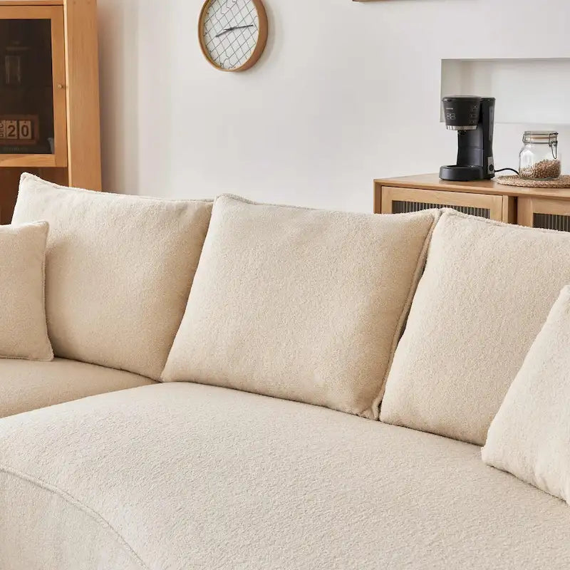 122.8 Canapé courbé nuage en tissu Teddy moderne