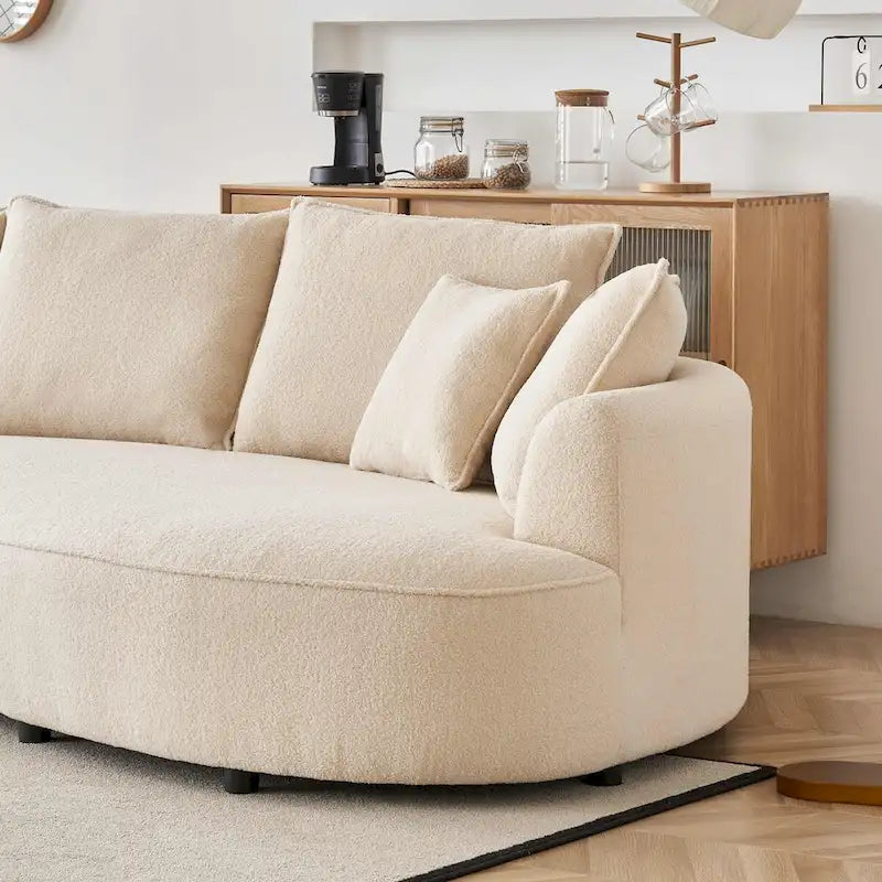 122.8 Canapé courbé nuage en tissu Teddy moderne