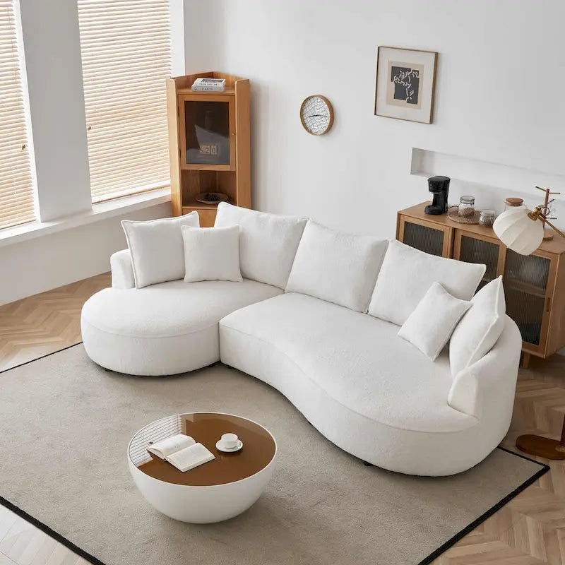 122.8 Canapé courbé nuage en tissu Teddy moderne