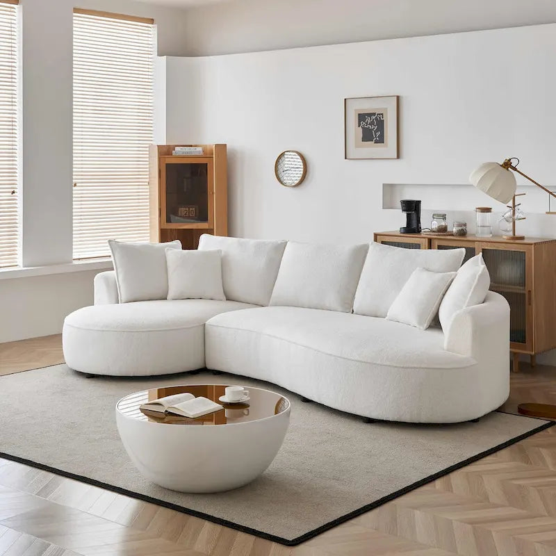 122.8 Canapé courbé nuage en tissu Teddy moderne