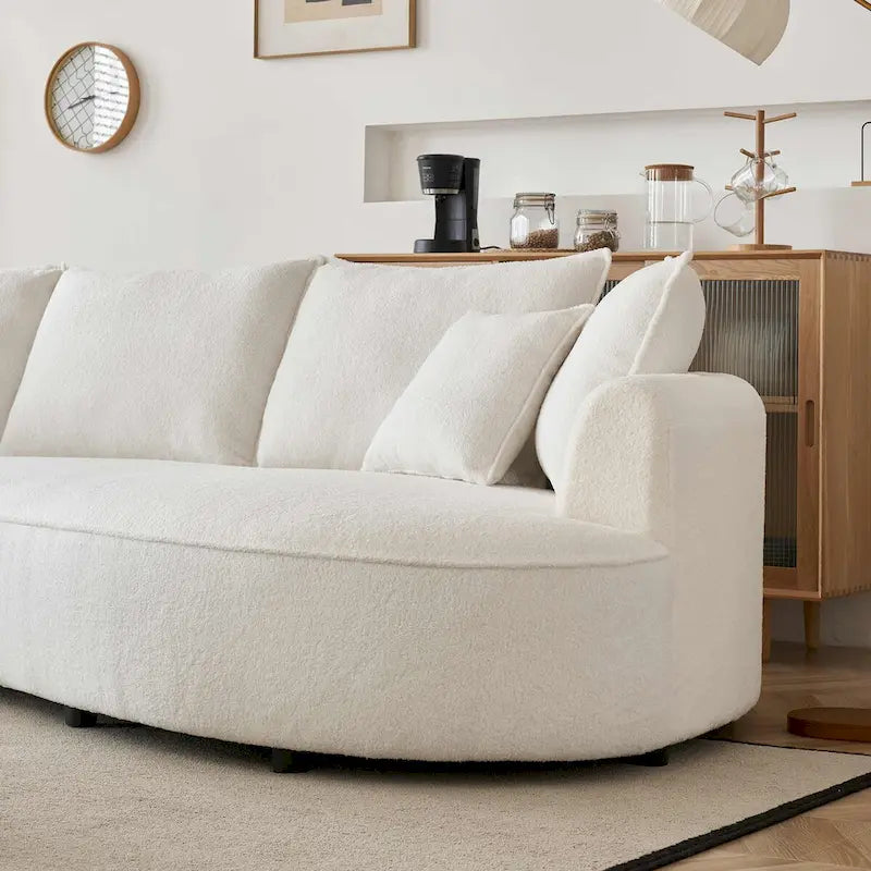 122.8 Canapé courbé nuage en tissu Teddy moderne
