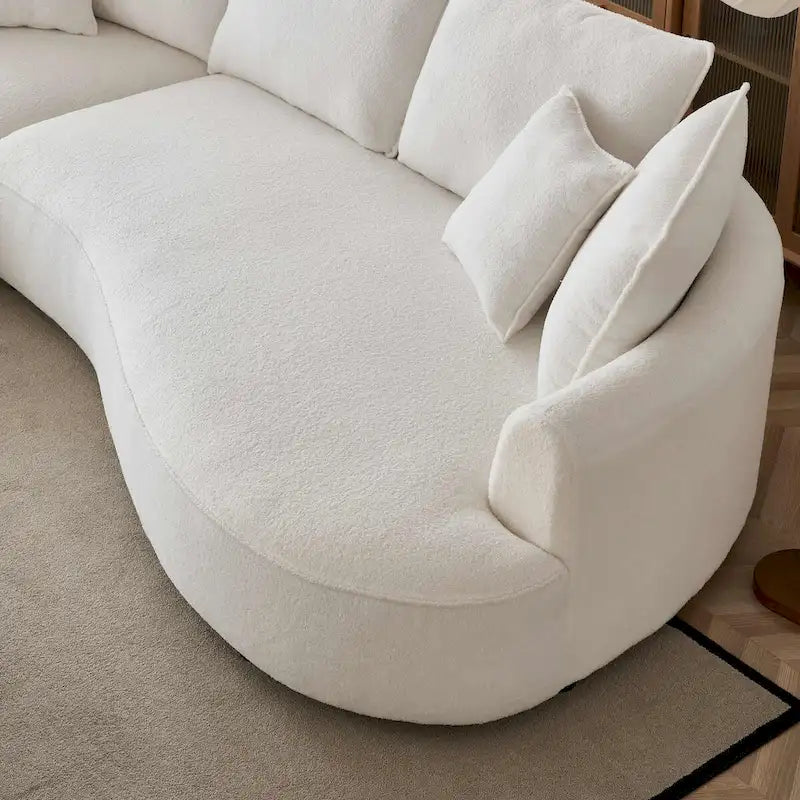 122.8 Canapé courbé nuage en tissu Teddy moderne