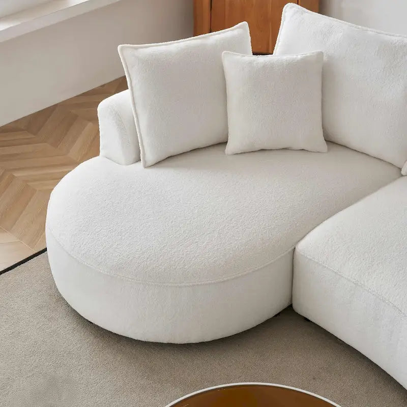 122.8 Canapé courbé nuage en tissu Teddy moderne