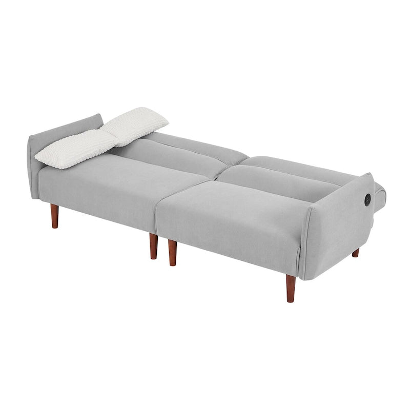 Canapé-lit convertible futon, canapé-lit réglable, canapé-lit confortable en velours côtelé avec pieds en bois et 2 oreillers