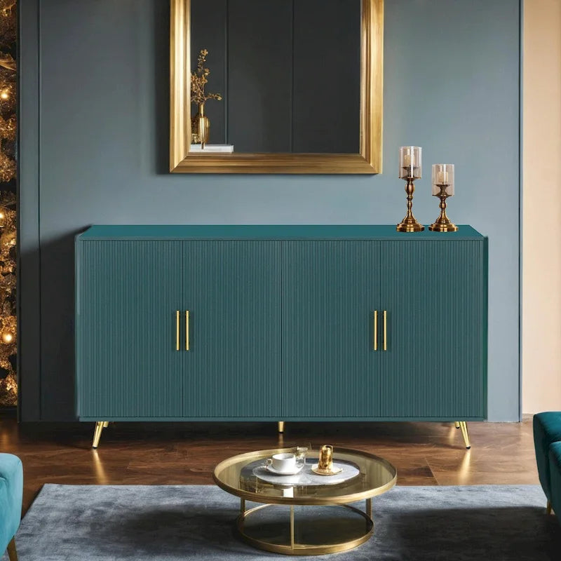 Meuble TV en bois avec armoire de rangement et étagères réglables, console TV média pour salon et chambre