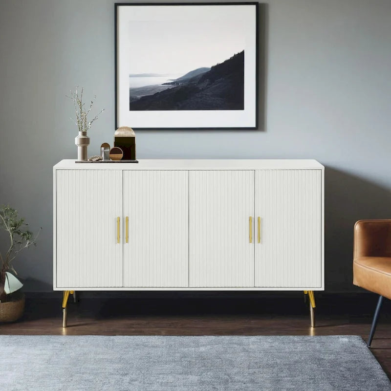 Meuble TV en bois avec armoire de rangement et étagères réglables, console TV média pour salon et chambre