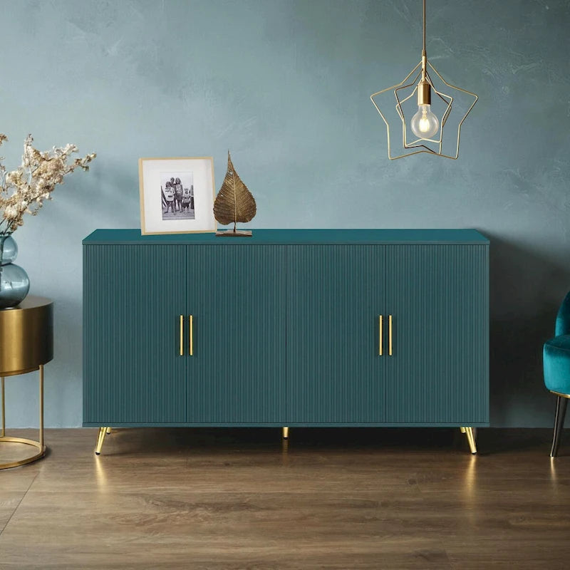 Meuble TV en bois avec armoire de rangement et étagères réglables, console TV média pour salon et chambre
