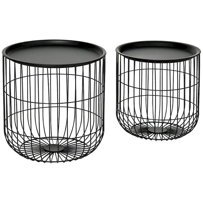 Tables basses gigognes avec corps en acier et plateau amovible (lot de 2)