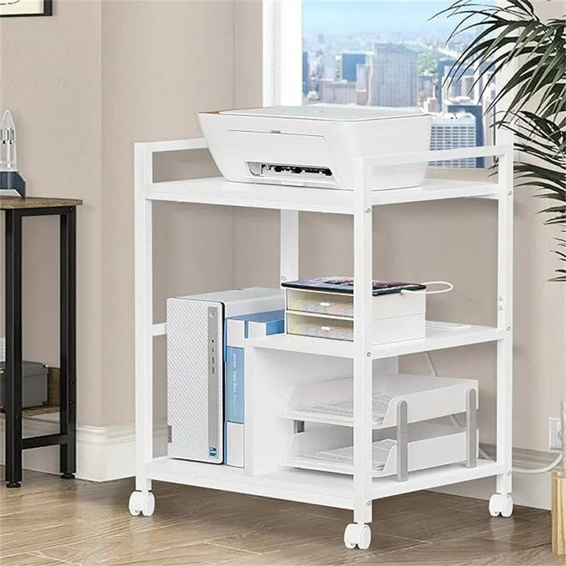 Support d'imprimante avec station de charge et ports USB, grand, à 3 niveaux