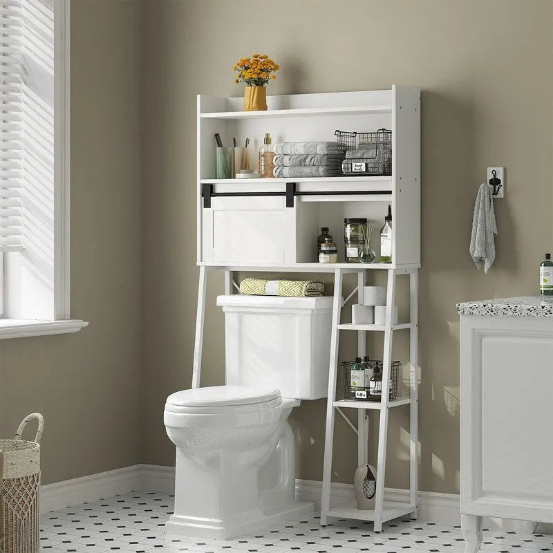 Meuble de Rangement Sur Pied Pour Toilettes avec Porte-Rouleau de Papier Toilette