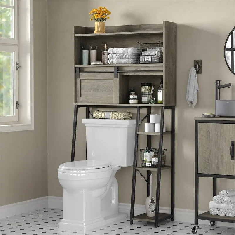 Meuble de Rangement Sur Pied Pour Toilettes avec Porte-Rouleau de Papier Toilette