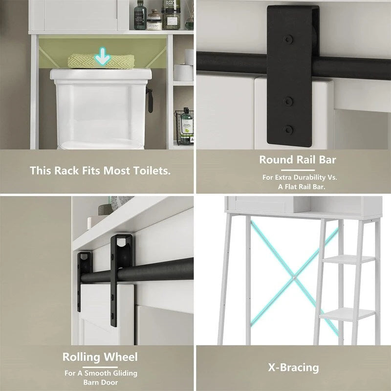 Meuble de Rangement Sur Pied Pour Toilettes avec Porte-Rouleau de Papier Toilette