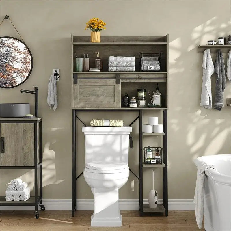 Meuble de Rangement Sur Pied Pour Toilettes avec Porte-Rouleau de Papier Toilette