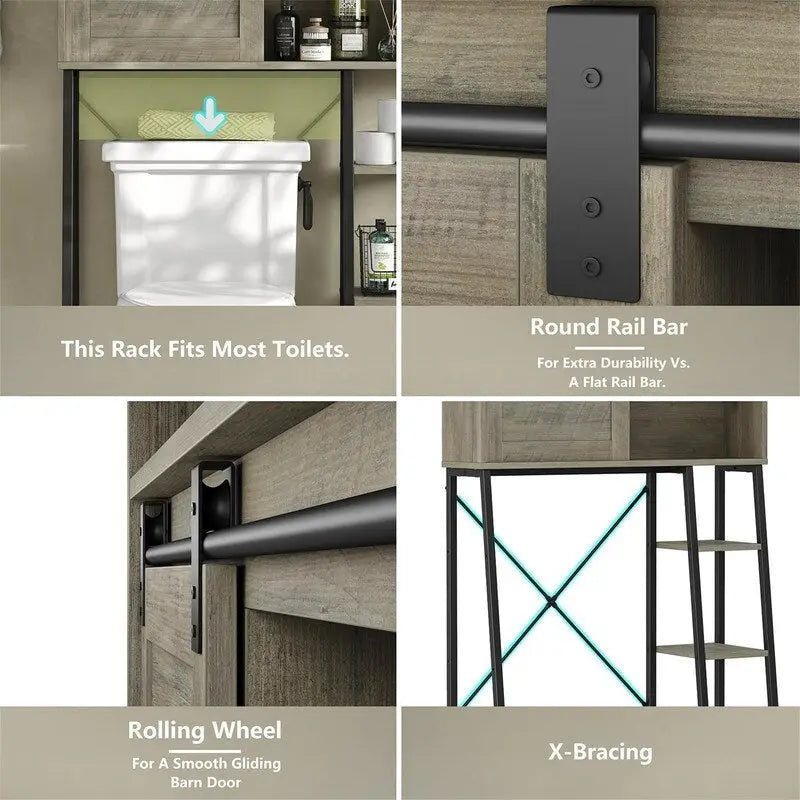 Meuble de Rangement Sur Pied Pour Toilettes avec Porte-Rouleau de Papier Toilette