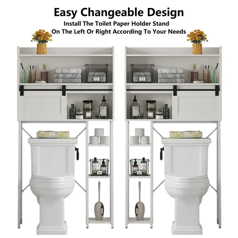 Meuble de Rangement Sur Pied Pour Toilettes avec Porte-Rouleau de Papier Toilette