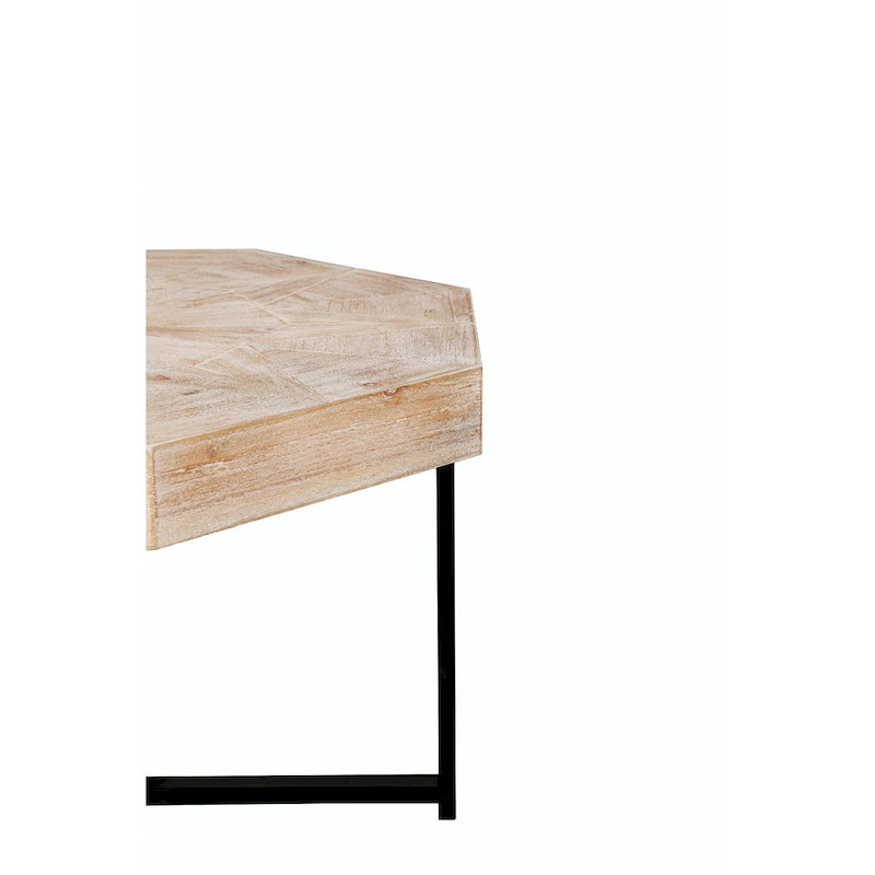Table basse octogonale vintage en bois avec patchwork, 76 cm