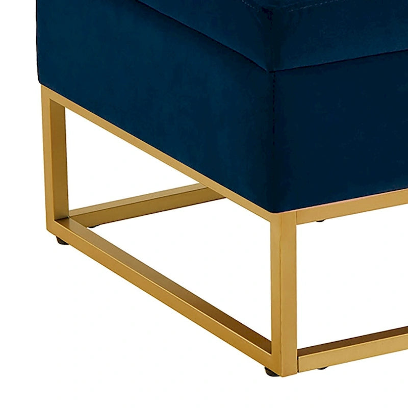 Banc de rangement moderne en velours avec siège à rabat