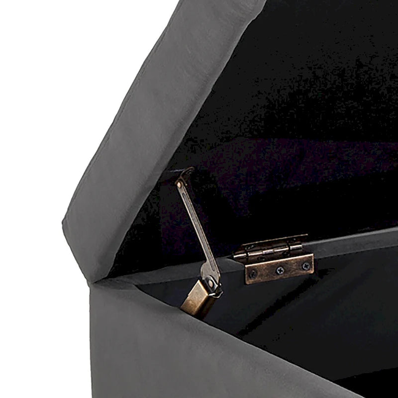 Banc de rangement moderne en velours avec siège à rabat