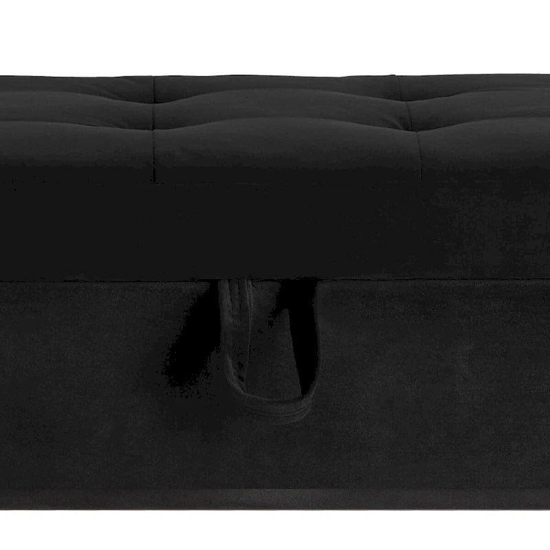 Banc de rangement moderne en velours avec siège à rabat