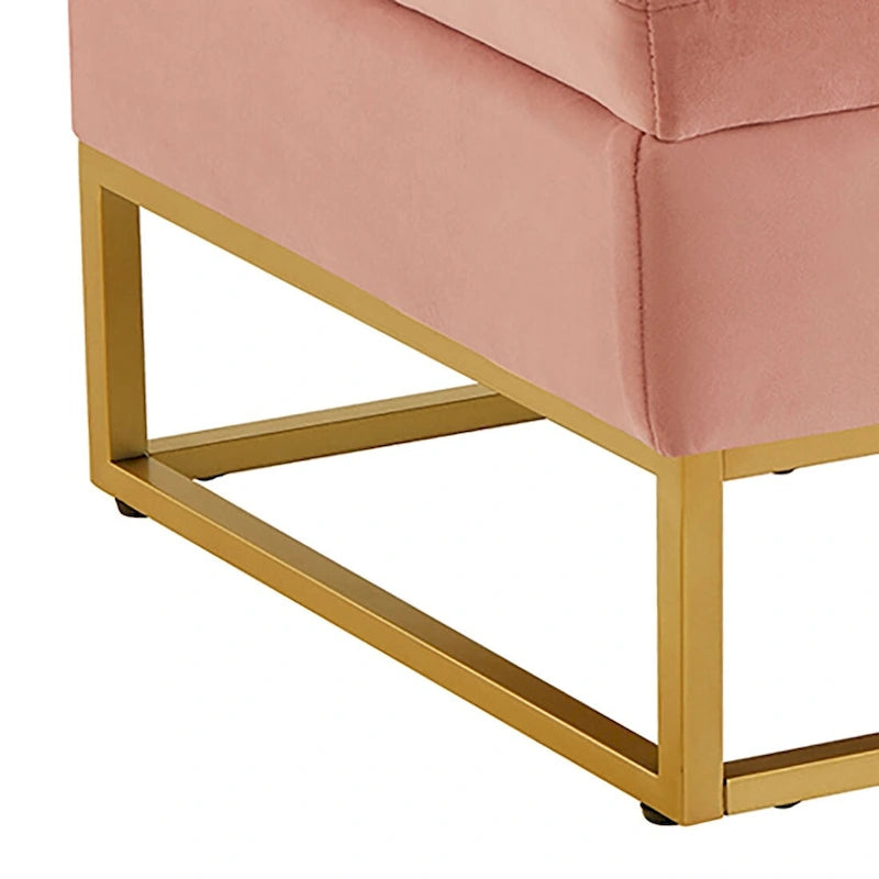 Banc de rangement moderne en velours avec siège à rabat