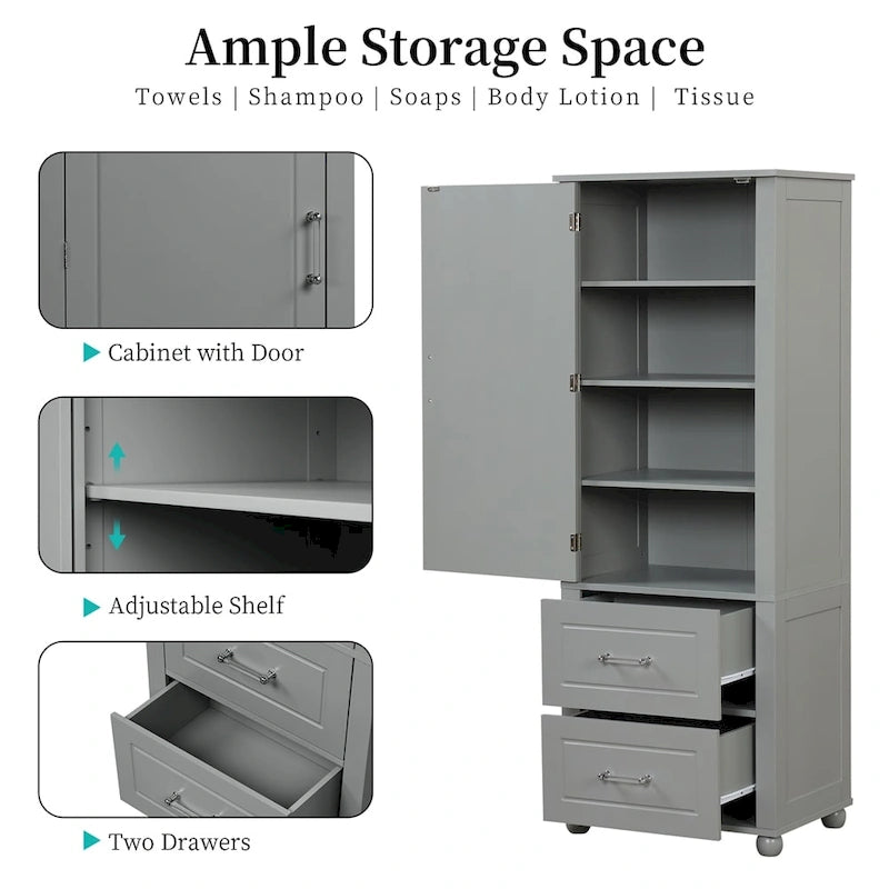 Meuble de rangement haut de salle de bain, Armoire de rangement sur pied